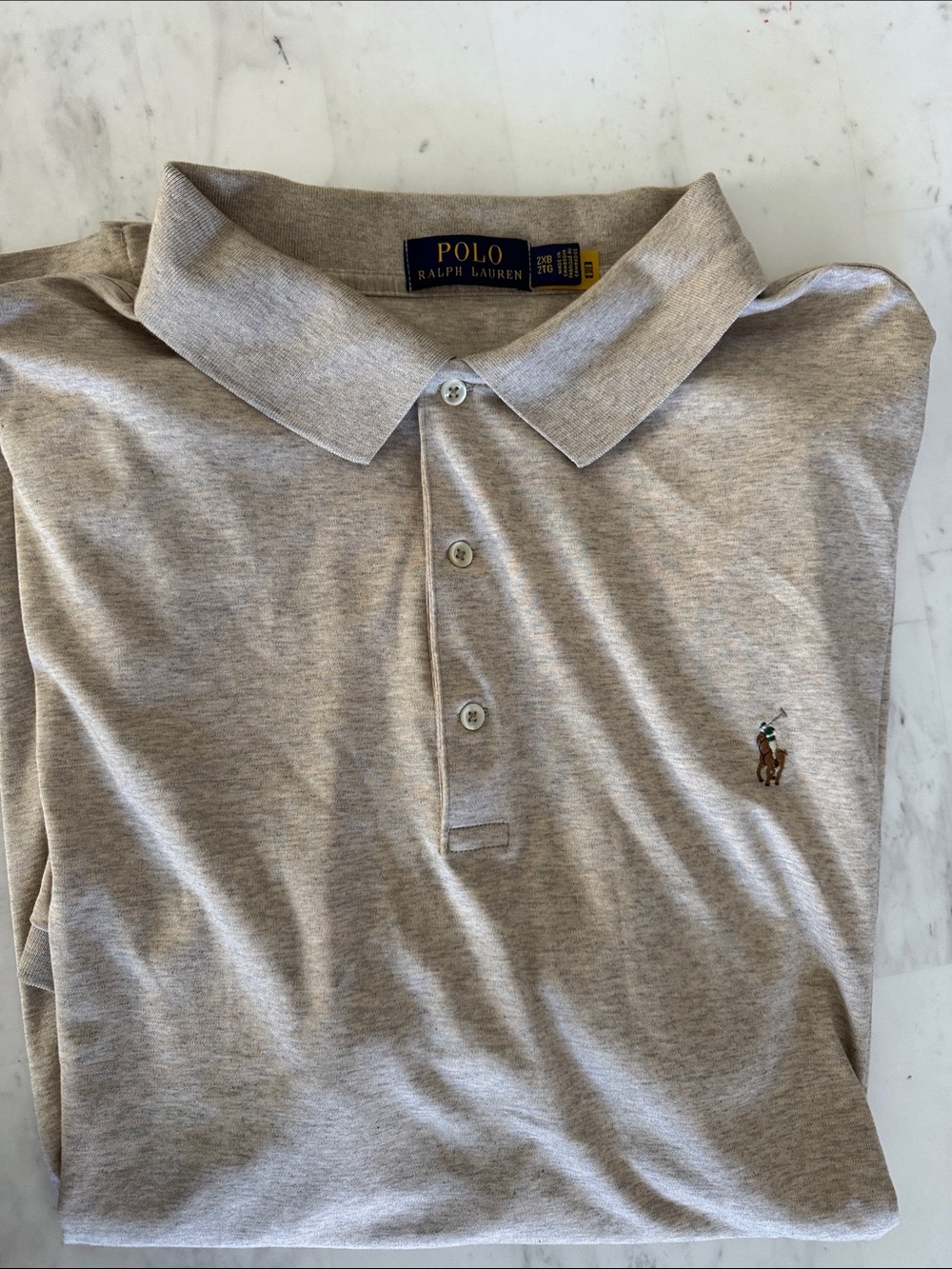 Polo by Ralph Lauren Men's Light Beige Heather Polo Shirt